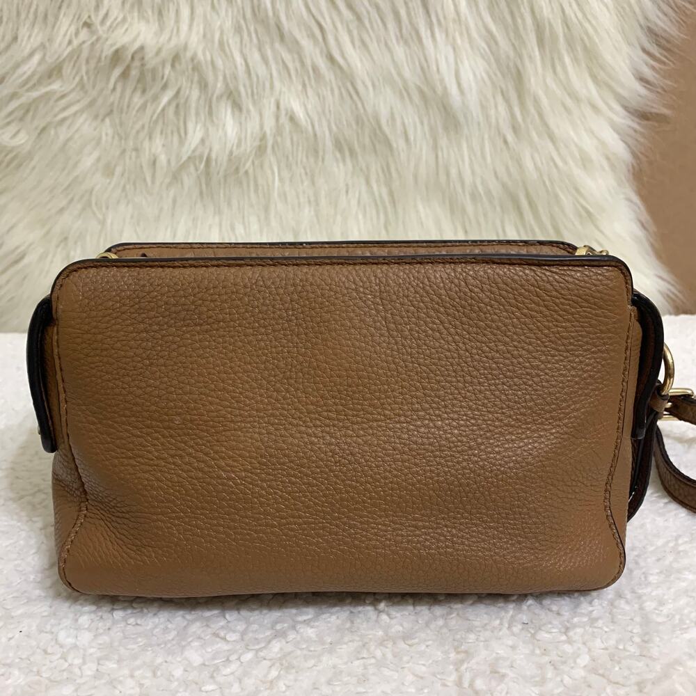 MICHAEL KORS Brown Leather Multi-compartment E/W MITCHELL Chain Camera Crossbody - Picture 9 of 16